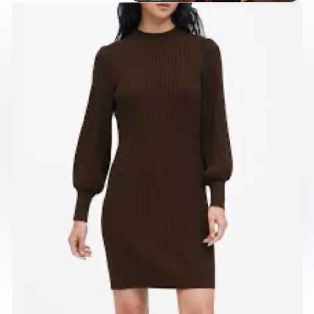 Banana Republic Long Puff Sleeve Ribbed Sweater Dress Size XL